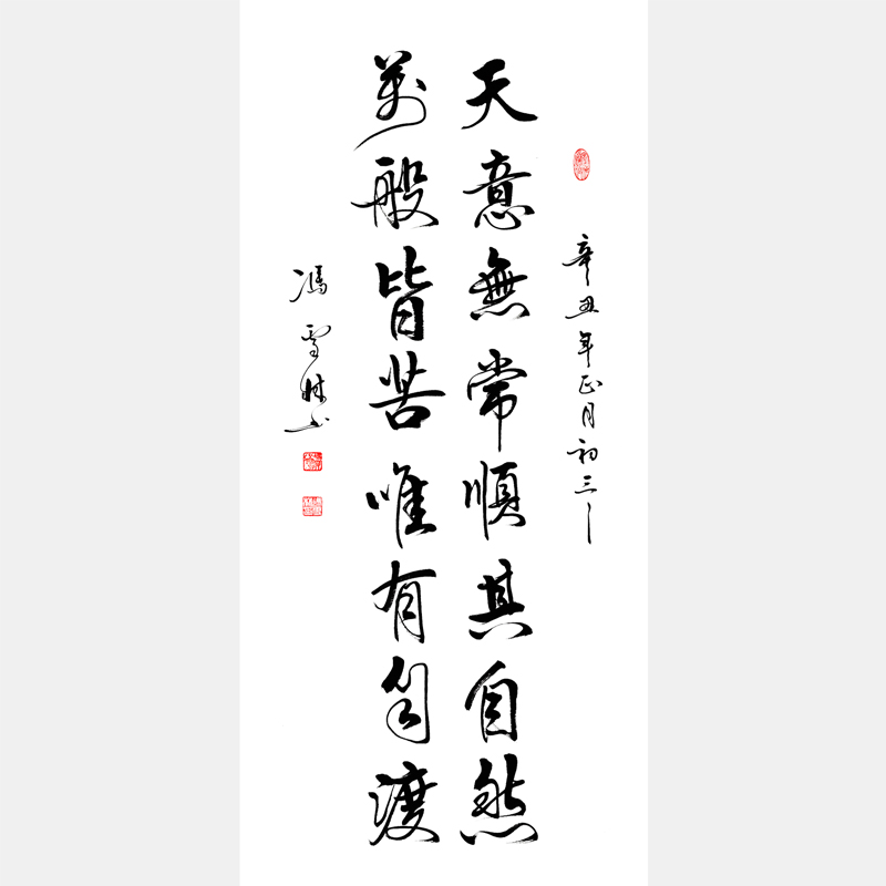 天意無常道法自然，萬般皆苦唯有自渡。書法作品